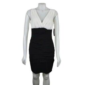 NWT Saint Tropez West Dress Bodycon Black  Cream Sleeveless Size 10